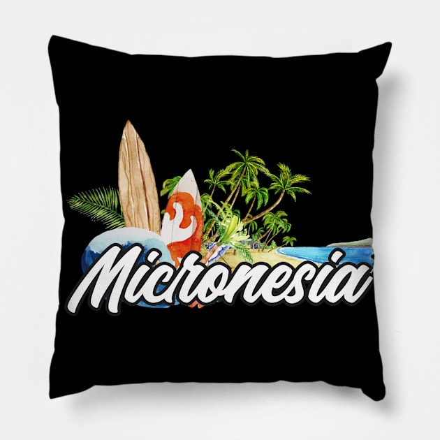 Micronesia surf. Surfing trip Micronesia . Perfect present for mother dad friend him or her Pillow by SerenityByAlex