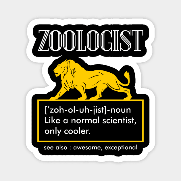 Funny Zoologist Definition Zoology Science Animals Job Magnet by FunnyphskStore