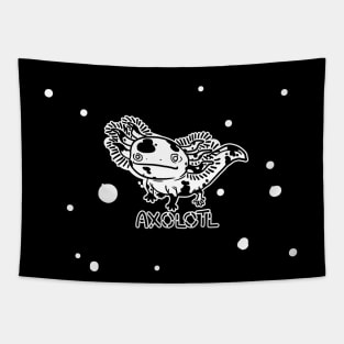 MOSAIC  WHITE BLACK AXOLOTL mud puppy t-shirt Tapestry