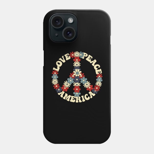 Peace Sign Love Peace America 70s Hippie Patriotic Phone Case by gogo-jr