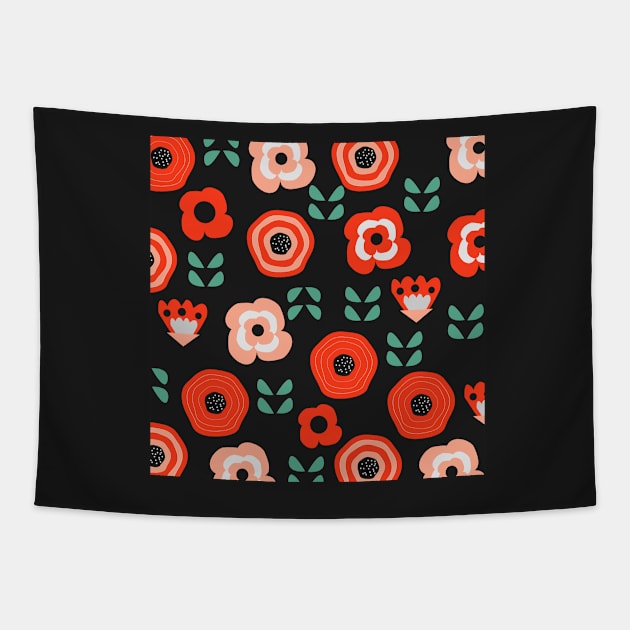 Midnight floral decor Tapestry by cocodes