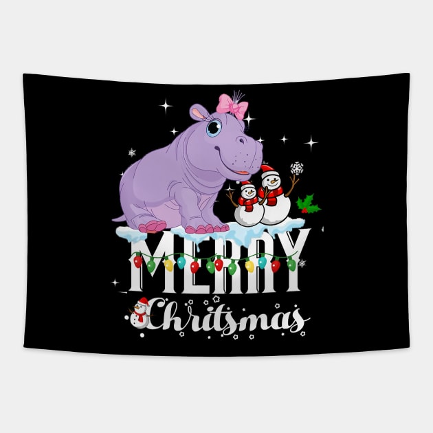 Hippo Fiona Christmas Tapestry by eldridgejacqueline