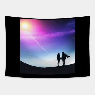 Valentine Wall Art -  Cosmic Sunset - Unique Valentine Fantasy Planet Landsape - Photo print, canvas, artboard print Tapestry