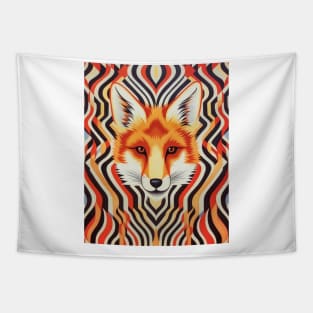 Spectrum Fox: Radiant Op Art Red Fox Tapestry