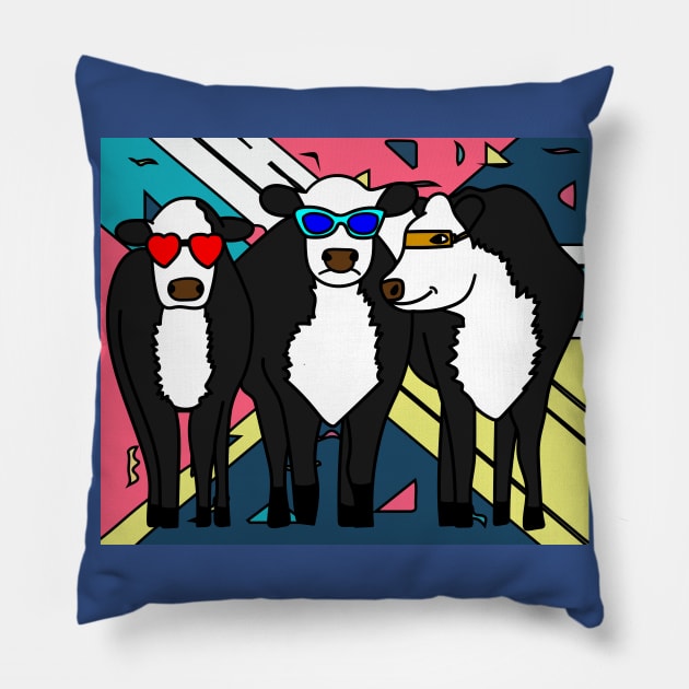 Funny Cow With Sunglasses Muh Pillow by flofin