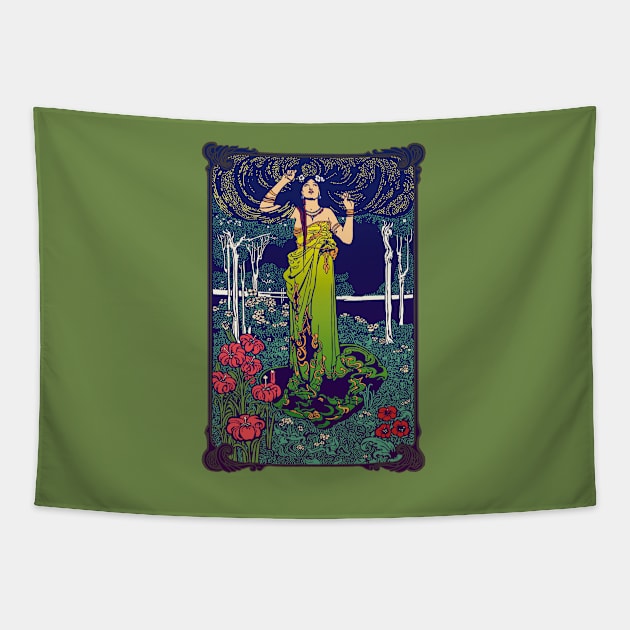 Art Nouveau Lady (green) Tapestry by Soth Studio