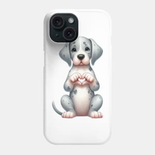 Valentine Great Dane Dog Giving Heart Hand Sign Phone Case