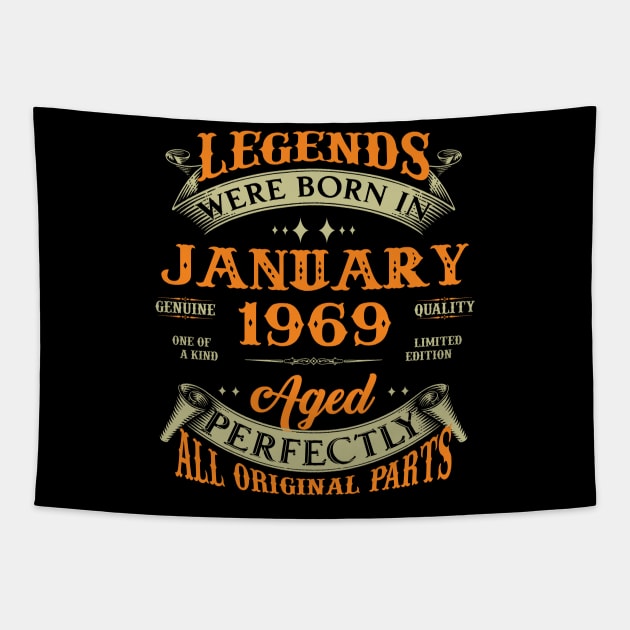 54th Birthday Gift Legends Born In January 1969 54 Years Old Tapestry by Schoenberger Willard