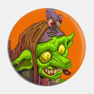 Cute and ugly little goblin with some animal friends. Pin