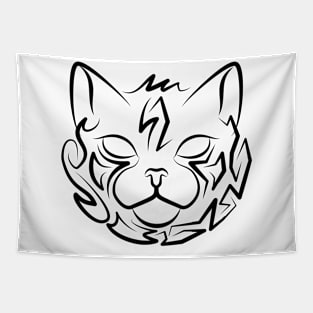 Black and White Tribal Cat Tapestry