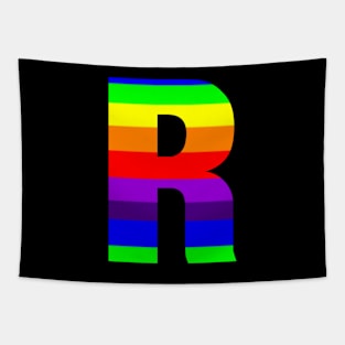 The Letter R in Rainbow Stripes Tapestry