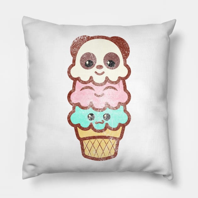 vintage Icecream ice cream cone women shirt kawaii cute panda bear art party anime T-Shirt Pillow by theglaze