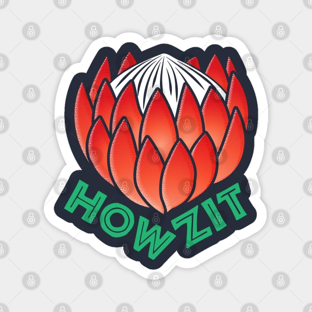 Protea Flower South Africa | Classic Symbol | Howzit Hello Magnet by BraaiNinja