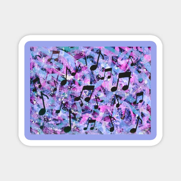 Wild Pink and Purple Watercolor Music Note Silhouettes Magnet by gloobella