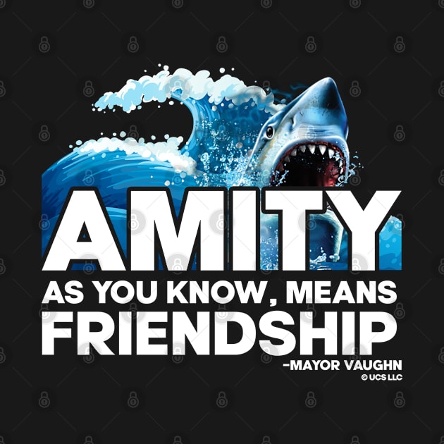 Jaws movie amity means friendship quote. Birthday party gifts. Officially licensed merch. Perfect present for mom mother dad father friend him or her by SerenityByAlex