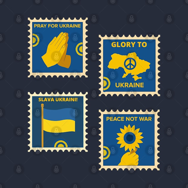 Slava Ukraini Support Ukraine Stamps by Souls.Print