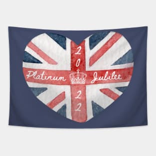 Platinum Jubilee 2022 British flag heart Tapestry