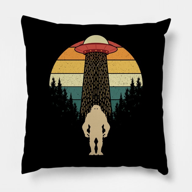 bigfoot ufo abduction Pillow by Tesszero