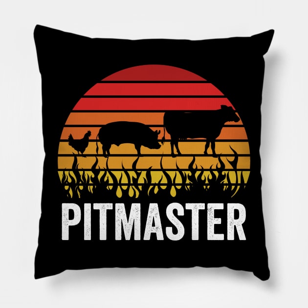 Funny Grilling Dad BBQ Season Pitmaster Pillow by Visual Vibes