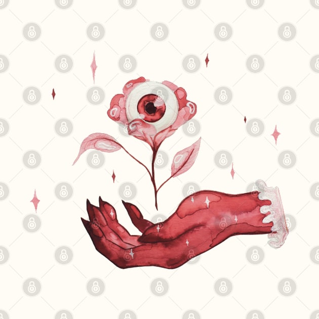 Spooky cute eyeball rose by Hana Nekrep Art