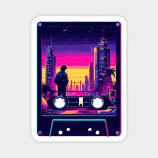 Cassette tape Retro city Magnet