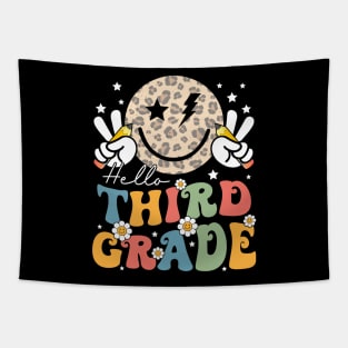 Leopard Groovy Happy Face Hello Third Grade Tapestry