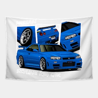 Nissan Skyline GTR R34, JDM Car Tapestry