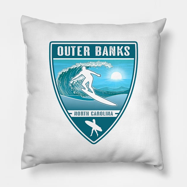 Surf Outer Banks North Carolina Pillow by Jared S Davies