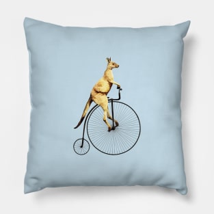 Kangaroo on a Penny Farthing Funny Pillow