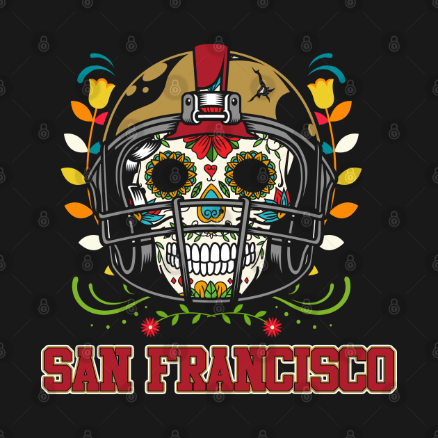 Discover San Francisco Football Helmet Sugar Skull - San Francisco 49ers - T-Shirt