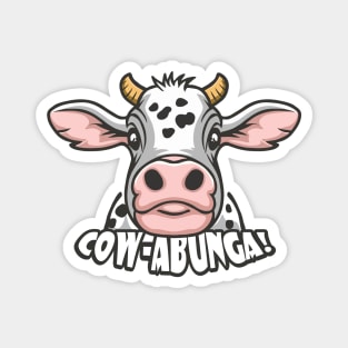 Cow-abunga! Fun Design - Surprised Cow Magnet