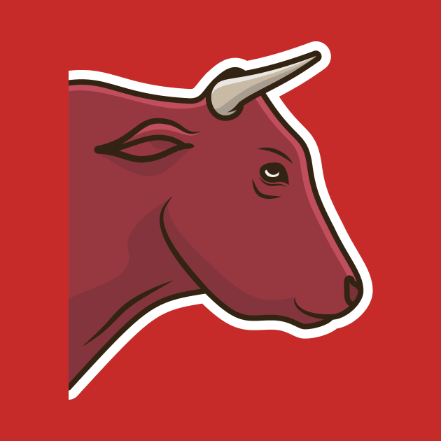 Danger Cow Head Sticker design vector illustration. Animal object icon concept. Farm animal cow cartoon character sticker design. Eid Mubarak icon concept. by AlviStudio