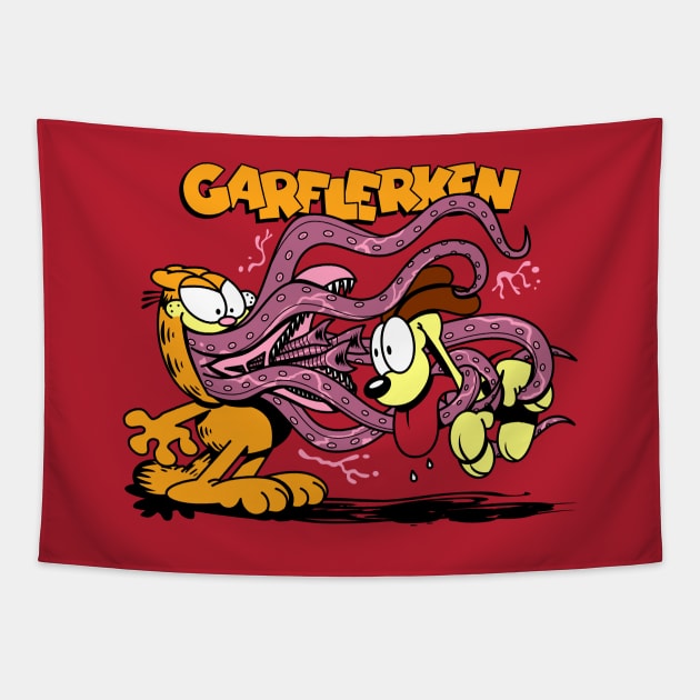 Garflerken Funny Cute Monster Alien Superhero Cat Dog Cartoon Tapestry by BoggsNicolas