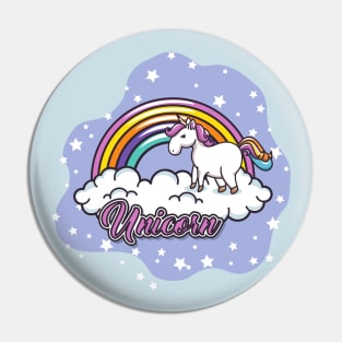 Cute Little Unicorn & Rainbow On Cloud Pin