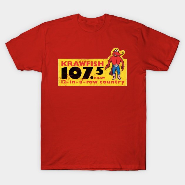 Krawfish 107.5 Louisiana / Defunct 90s Radio Station - Radio Station - T-Shirt