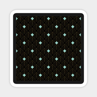 Art Deco Gold, Black and Blue Pattern Magnet