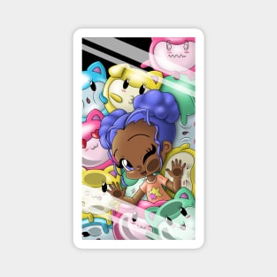 African American Girl and Cats Magnet