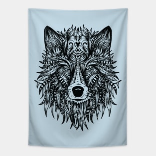 Mandala Wolf Tapestry