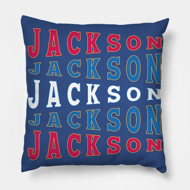 JACKSON NATIONAL TEXT ART USA Pillow by LAVA-ROMA-NOVA