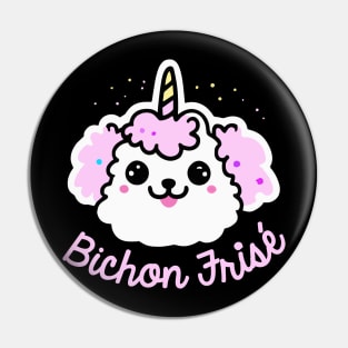 Bichon Frise Dog Unicorn Dog Owner Retro Kids Funny Dog Pin