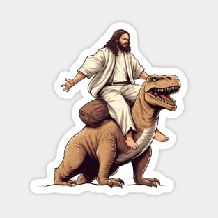 Jesus meme - Jesus Riding Dinosaur Magnet