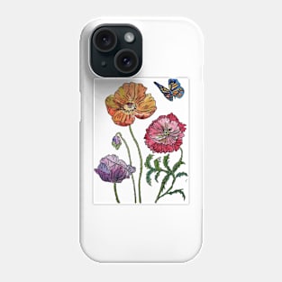 Poppy Watercolour Pretty on White Phone Case