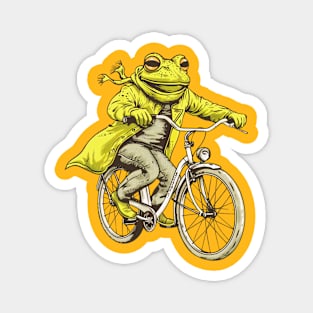 Funny Frog On A Bike Magnet