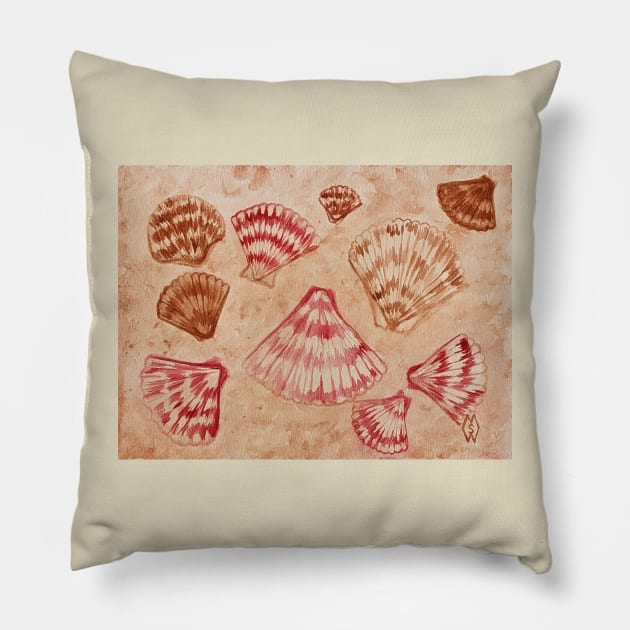 Scallop Seashells Pillow by Matt Starr Fine Art