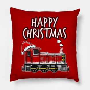 Happy Christmas Train Diesel Locomotive Rail Enthusiasts Pillow