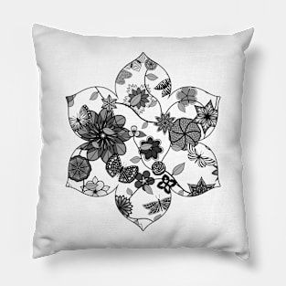 Butterfly Garden - Black on White Pillow