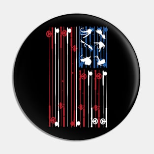 Fly Fishing Rods And Lures USA Flag For Angler Pin