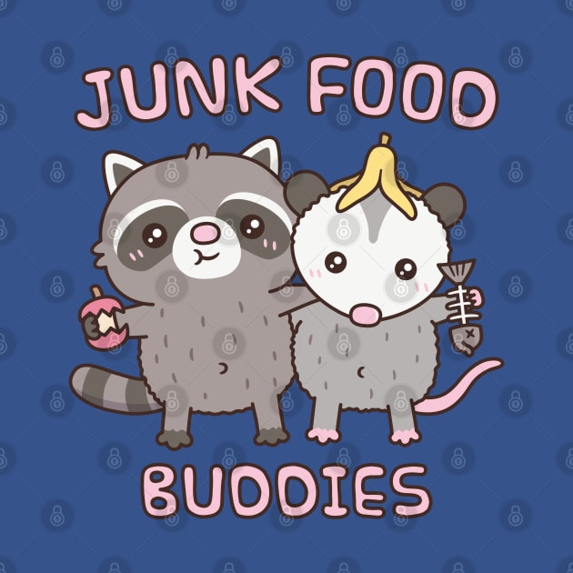 Cute Raccoon And Opossum Junk Food Buddies Funny by rustydoodle
