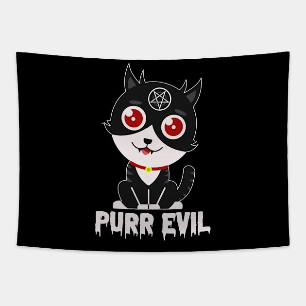 Purr of evil Evil cat Tapestry by BestsellerTeeShirts