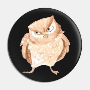 Grumpy Owl Watercolour Painting Pin